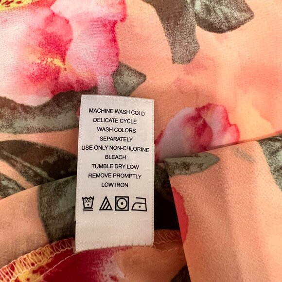 WOMAN WITHIN 2-Pc “Orange Cream” Sheer Floral Short Sleeve Tunic & Tank (Size1X) - Picture 11 of 11